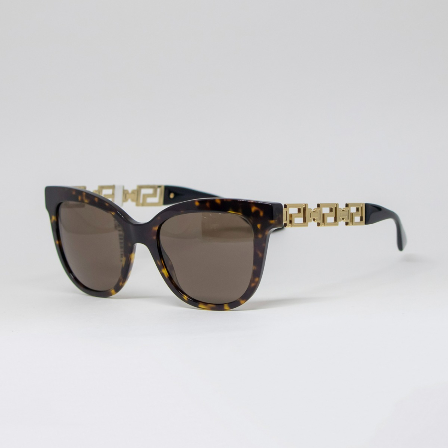 Óculos de Sol Versace Havana com hastes geométricas douradas 0VE4394 108/7354